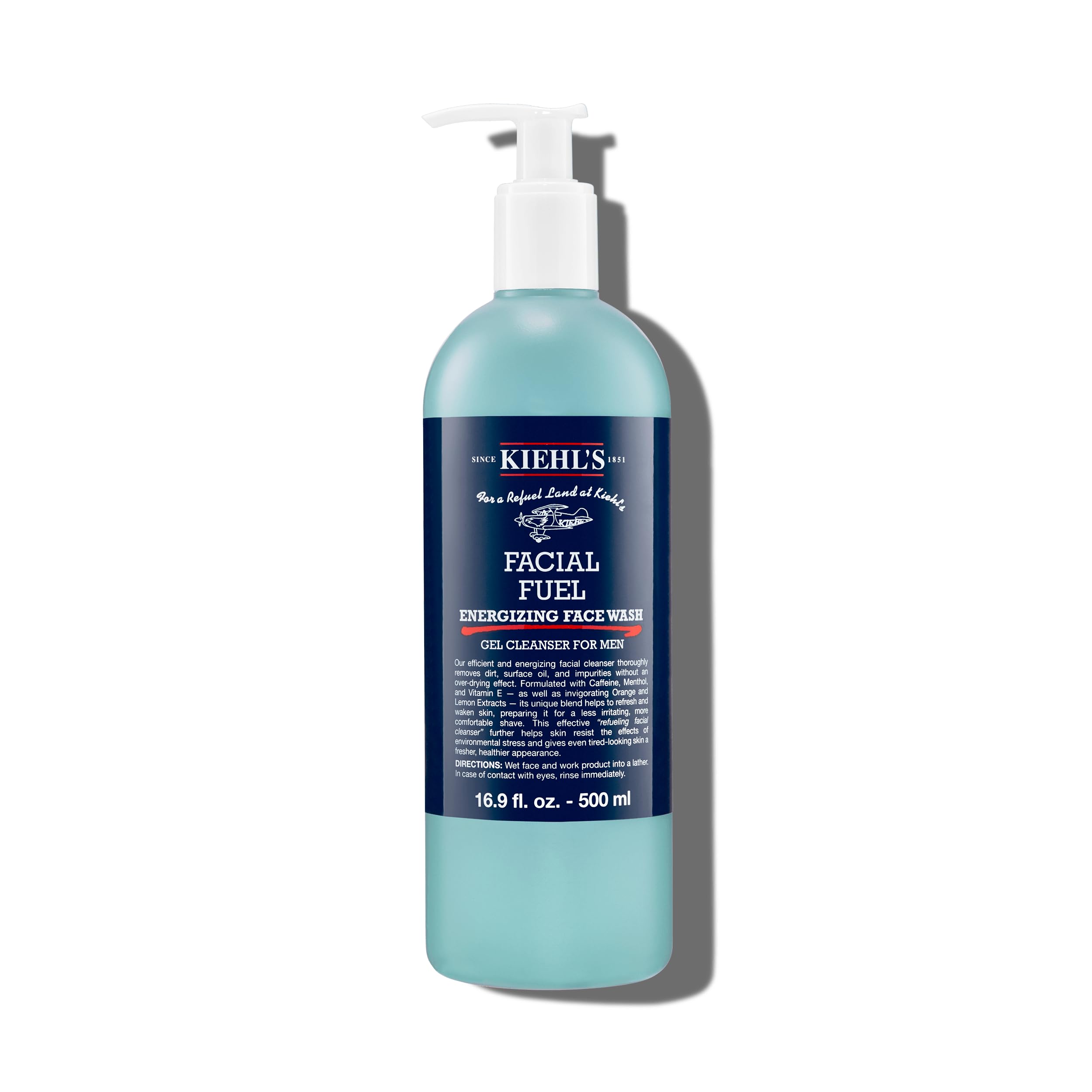 Kiehl's - Facial Fuel Men's Energizing Face Wash | Refreshing, Foaming Gel Cleanser Cleanses Skin Without Drying - With Caffeine & Menthol - Suitable for All Skin Types
