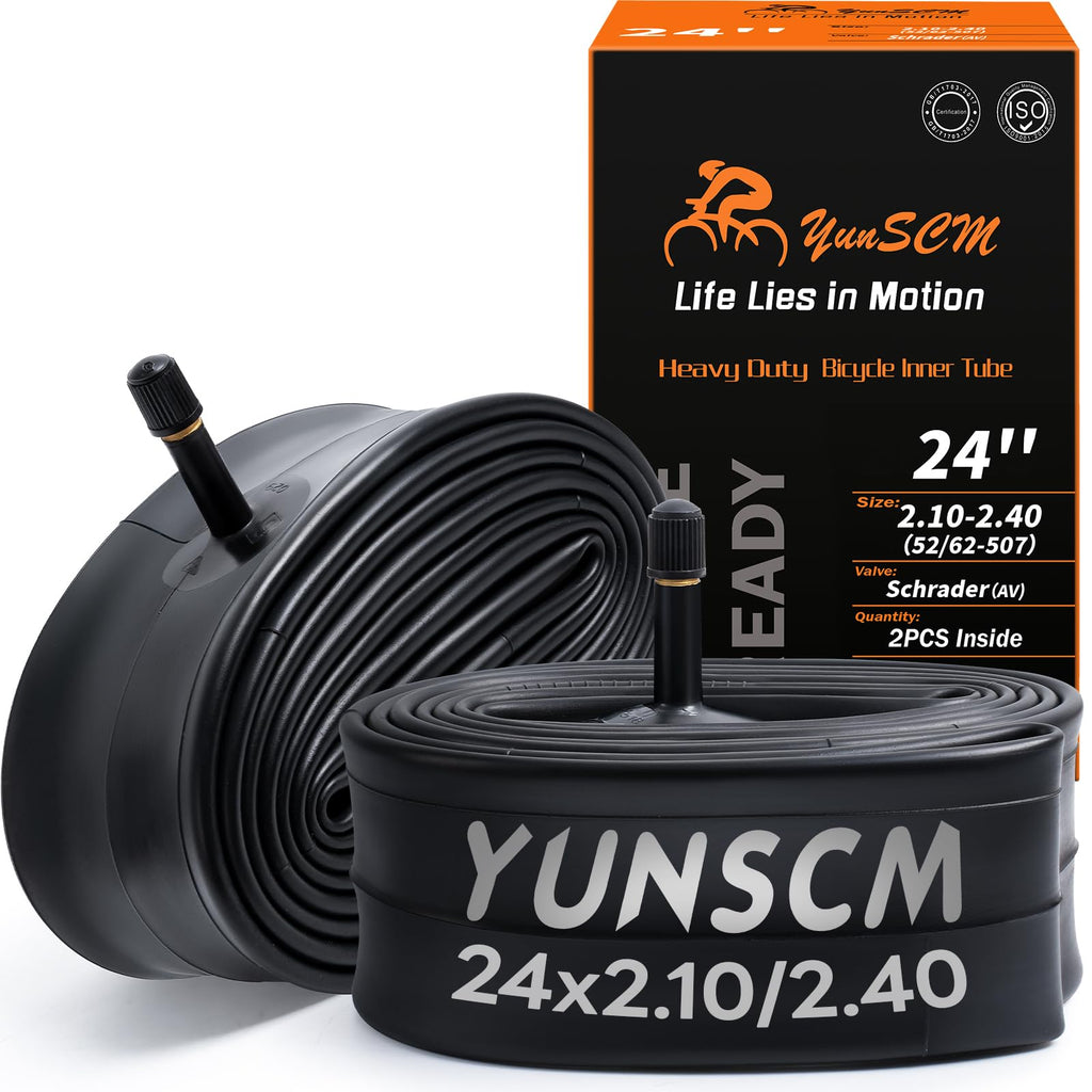 2 Pcs 24" Heavy Duty Bike Tubes 24x2.10/2.4 AV32mm Schrader Valve 24" Bicycle Tubes Compatible with 24 x 2.10 24x2.125 24x2.20 24x2.25 24x2.30 24x2.35 24x2.40 Cruisers, City, Mountain Bike Tire Tubes