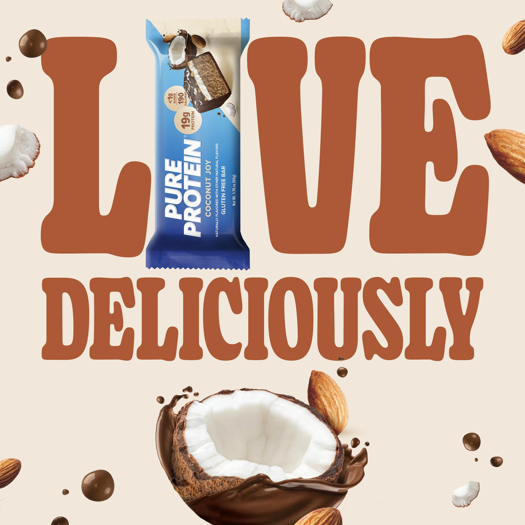 Pure Protein Coconut Joy Protein Bars, 20g Protein, Gluten Free, 4 Ct