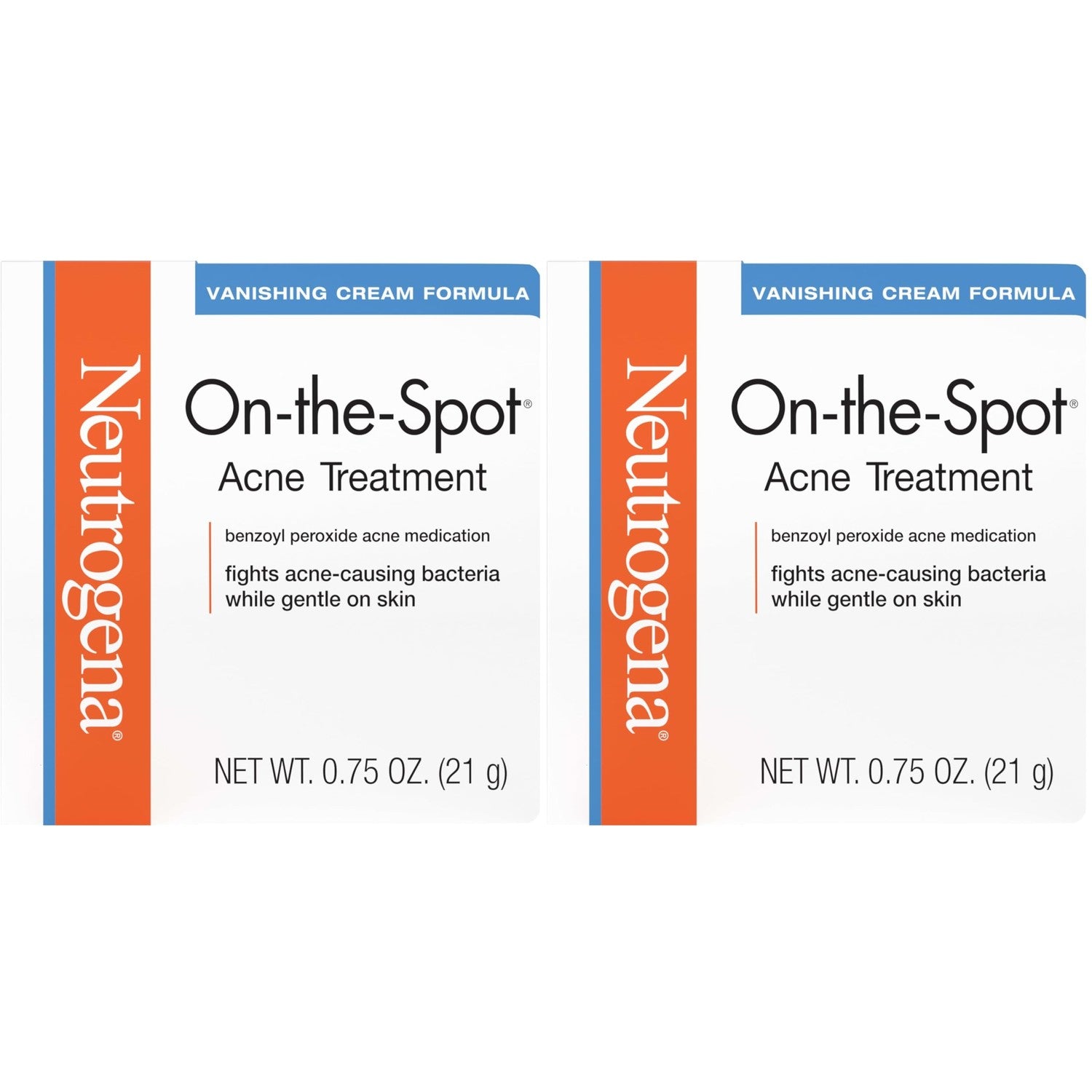 Neutrogena On-The-Spot Acne Spot Treatment Cream, 0.75 oz | 2.5% Benzoyl Peroxide, Gentle Blemish Medicine, Acne-Prone Skin, Vanishing Formula, Clinically Proven Day-1 Results