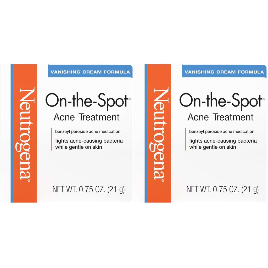 Neutrogena On-The-Spot Acne Spot Treatment Cream, 0.75 oz | 2.5% Benzoyl Peroxide, Gentle Blemish Medicine, Acne-Prone Skin, Vanishing Formula, Clinically Proven Day-1 Results