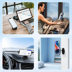 Buy now Magnetic Phone Holder for Car - Folding Car Phone Mount Adapter Dual Metal Magnetic Phone Holder Stand for Magsafe iPhone and All Android Smartphones at indiglob india