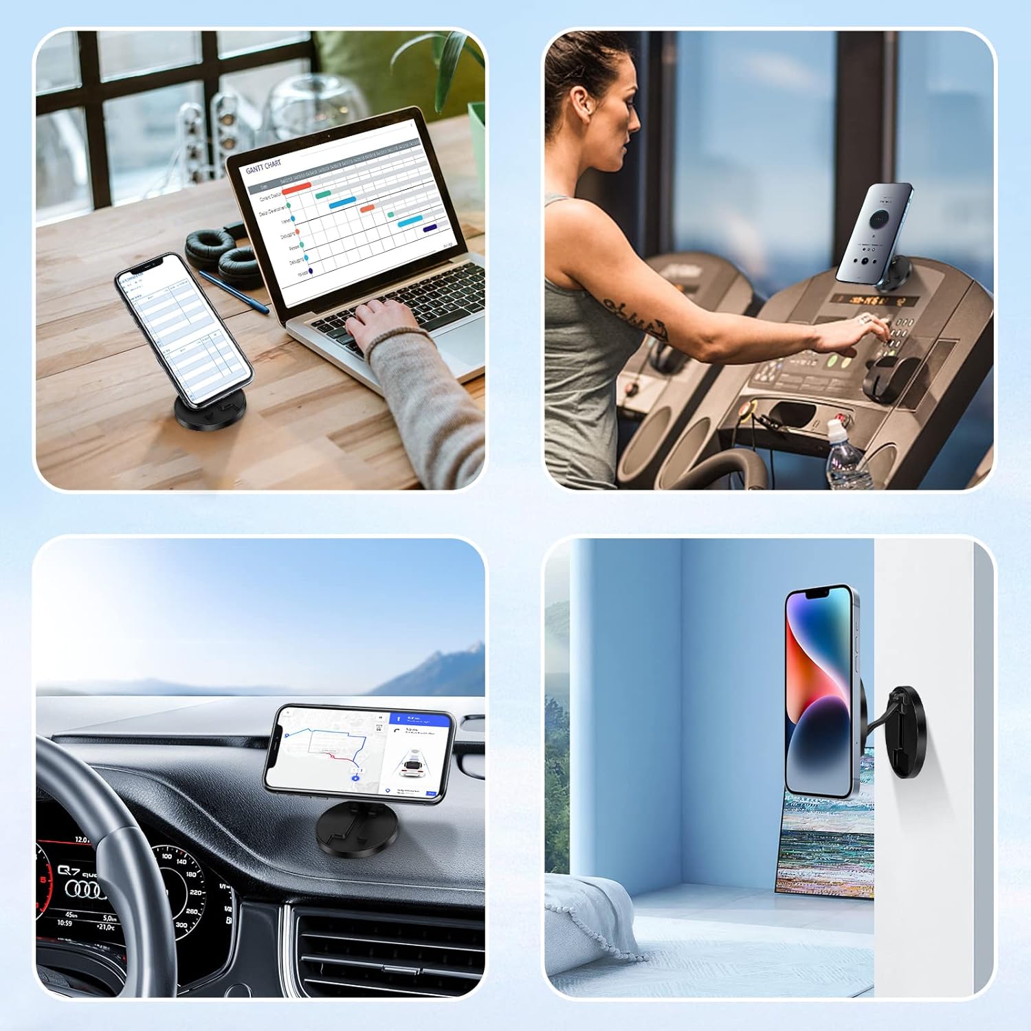 Buy now Magnetic Phone Holder for Car - Folding Car Phone Mount Adapter Dual Metal Magnetic Phone Holder Stand for Magsafe iPhone and All Android Smartphones at indiglob india