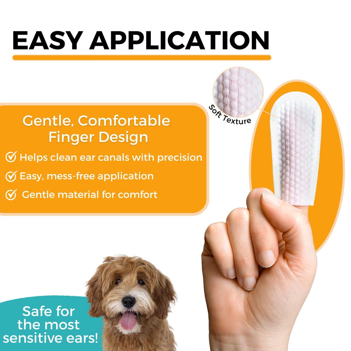 Nootie Medicated Ear Finger Wipes with Chlorhexidine for Dogs, Made in USA