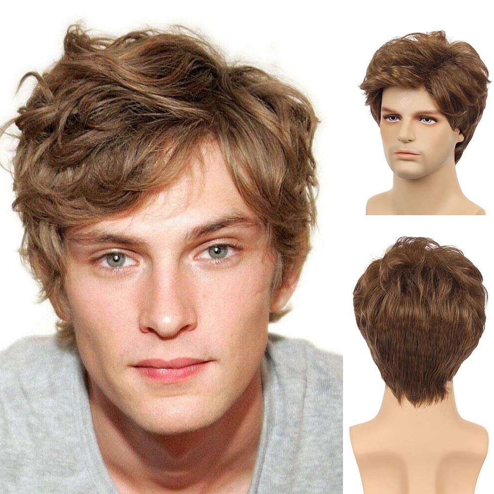 Buy now Kaneles Mens Short Curly Black Wig with Bang Costume Halloween Cosplay Party Natural Hair Wig black at indiglob india