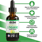 L Theanine 200mg Liquid Drops - Natural Sleep Support & Focus Supplement for Kids & Adults - Vegan, Non-GMO, Gluten Free 200mg Pure L-Theanine Drops Liquid Supplements, Mood Ltheanine for Kids 2 FL Oz
