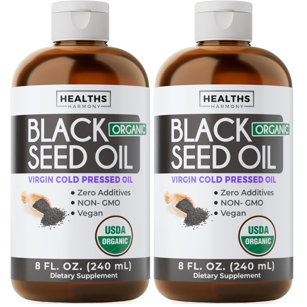USDA Organic Black Seed Oil Liquid (4 fl oz) Premium Cold-Pressed Nigella Sativa Producing Pure Black Cumin Seed Oil - Antioxidant Supplement - Vegan, Gluten-Free, & Non-GMO (No Pills or Capsules)