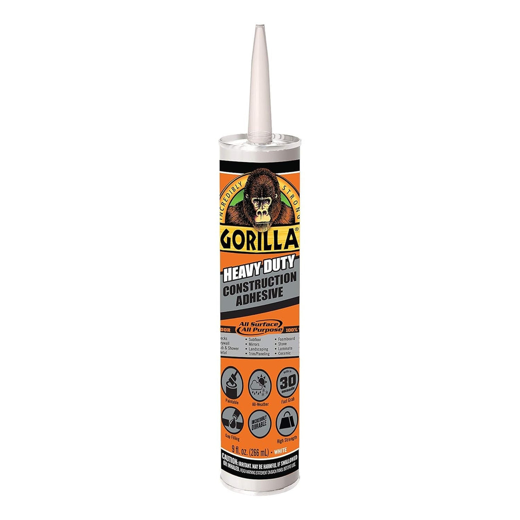 Buy now Gorilla Heavy Duty Construction Adhesive, White Glue, 9 Ounce Cartridge (Pack of 1) - Gap Filling and Waterproof 9 Ounce (Pack of 1) at indiglob india