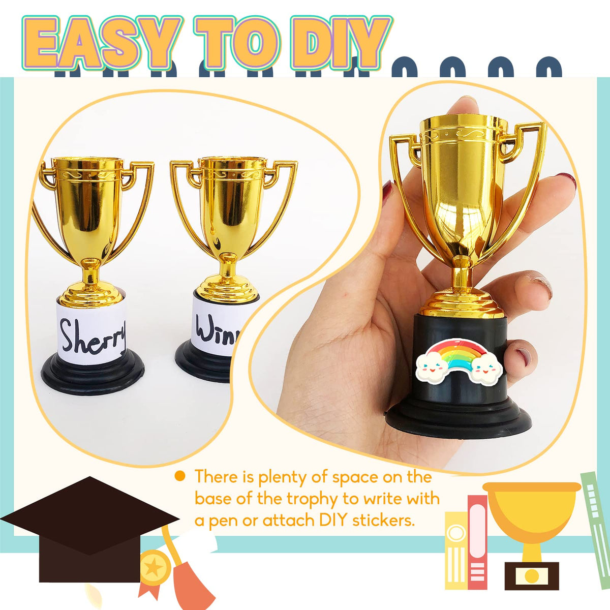 24 Pack Mini Trophies for Kids Awards,Plastic Gold Award Trophy Cups,Golden Award Trophy Cups Set,Gold Participation Trophys Cup for Party Favors,Rewards,Props,Sports,Competitions(4 in)