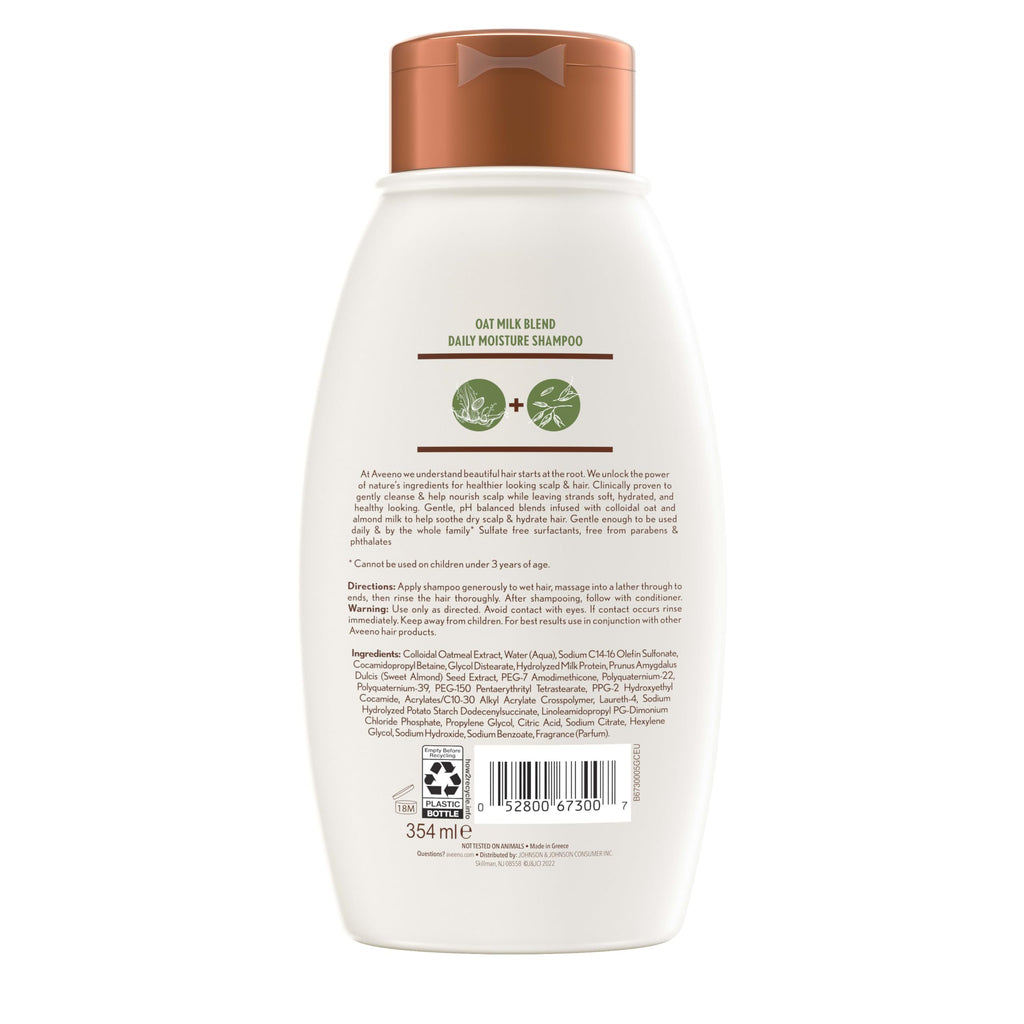 Aveeno Oat Milk Blend Moisturizing Shampoo, Ultra-Hydrating, for Dry, Damaged Hair, 12 fl oz