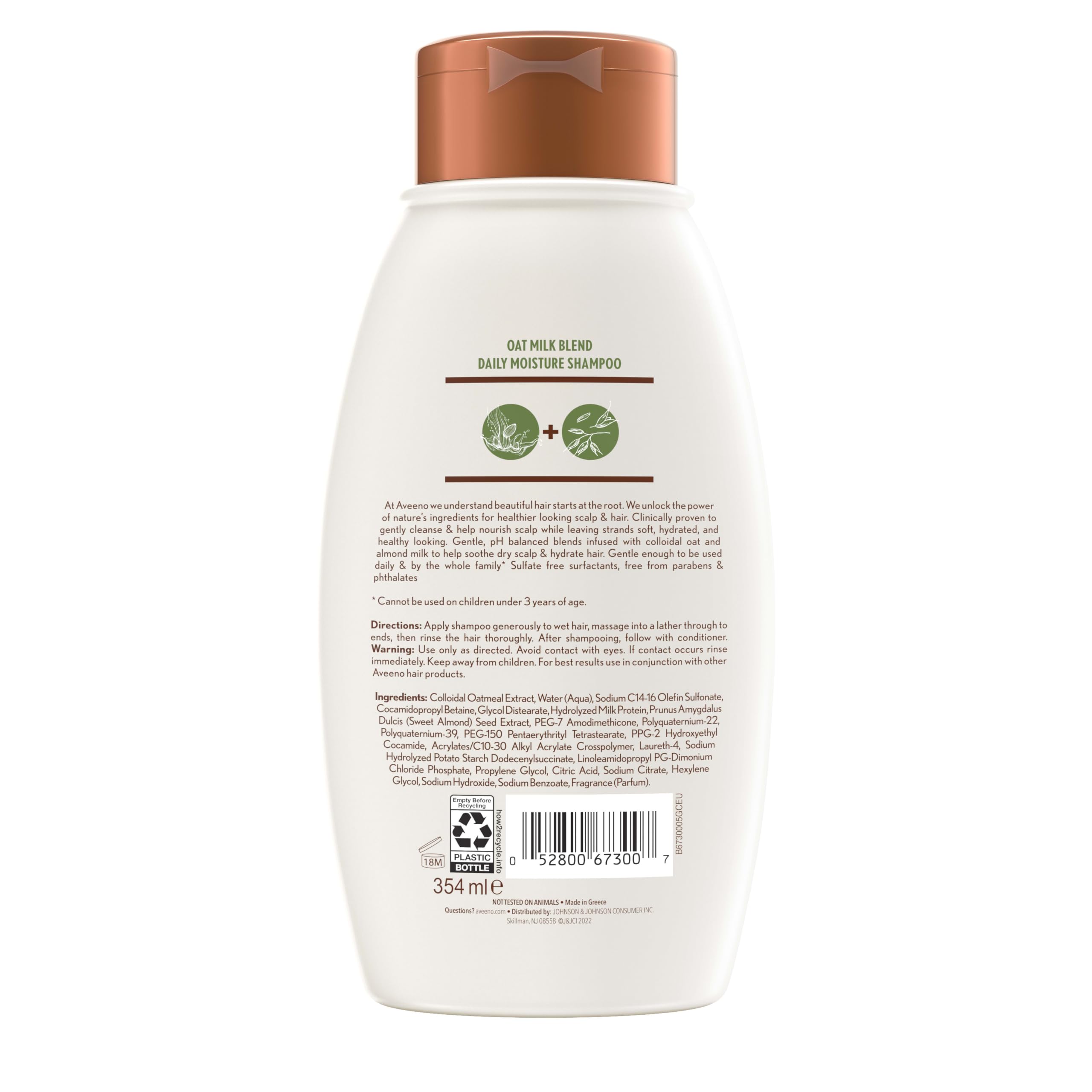 Aveeno Oat Milk Blend Moisturizing Shampoo, Ultra-Hydrating, for Dry, Damaged Hair, 12 fl oz