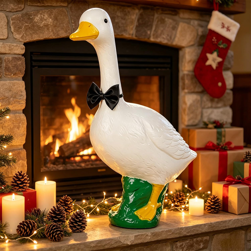23 Inch White Large Goose Garden Statue, Plastic Geese Figurine