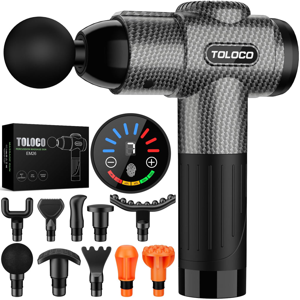 Buy now TOLOCO Massage Gun, Deep Tissue Back Massage for Athletes for Pain Relief, Percussion Massager with 10 Massages Heads & Silent Brushless Motor, Valentines Day Gifts for Him Her, Black at indiglob india