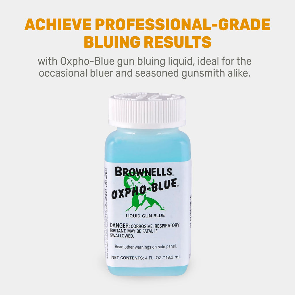Brownells Oxpho-Blue Liquid Gun Blue, Cold Bluing Solution, Gunsmithing Tools Maintenance Cleaning Supplies, Professional Grade, 4 Fl oz. (118.2 mL)