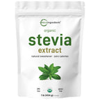 Micro Ingredients Pure Organic Stevia Extract Powder, 4 oz, No Additives | 706 Servings, Stevia Green Leaf Reb-A, Sugar-Free 0 Calories, Natural Sweetener, Sugar Substitute, Keto & Vegan Friendly