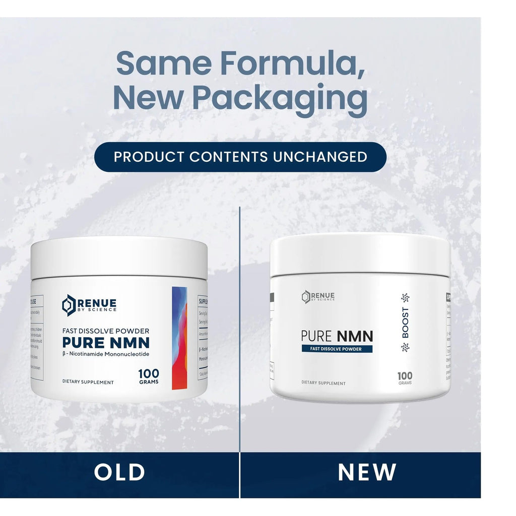 Renue By Science NMN Powder | 100g Fast Dissolve Powder Supplement | 500mg Nicotinamide Mononucleotide per Serving | Manufactured in the USA Third-Party Tested