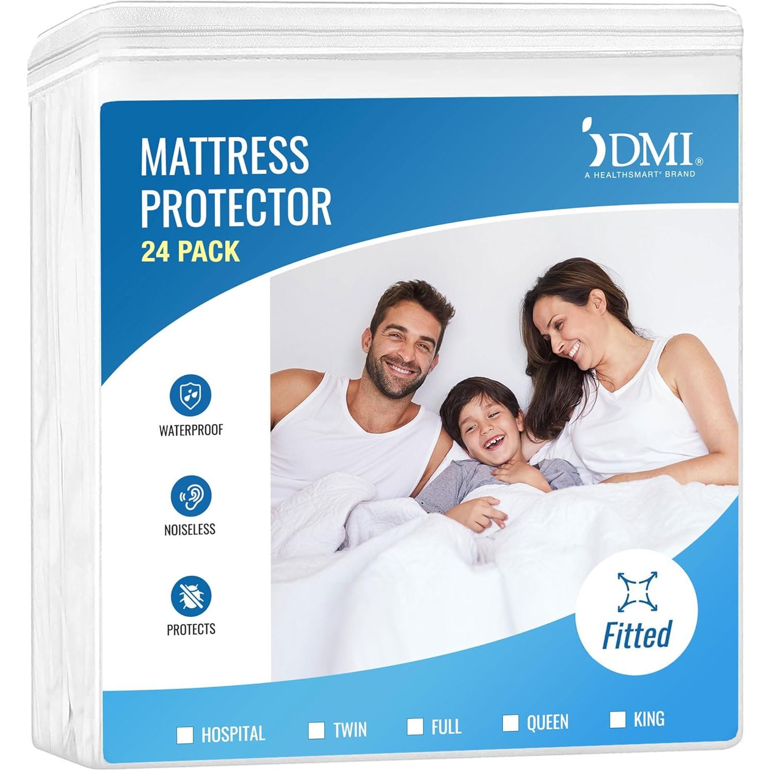 Buy now DMI Waterproof Mattress Protector and Mattress Cover, Soft, Encased Zippered Fit, Twin, Packaging may vary Queen (pack of 24) Fitted at indiglob india