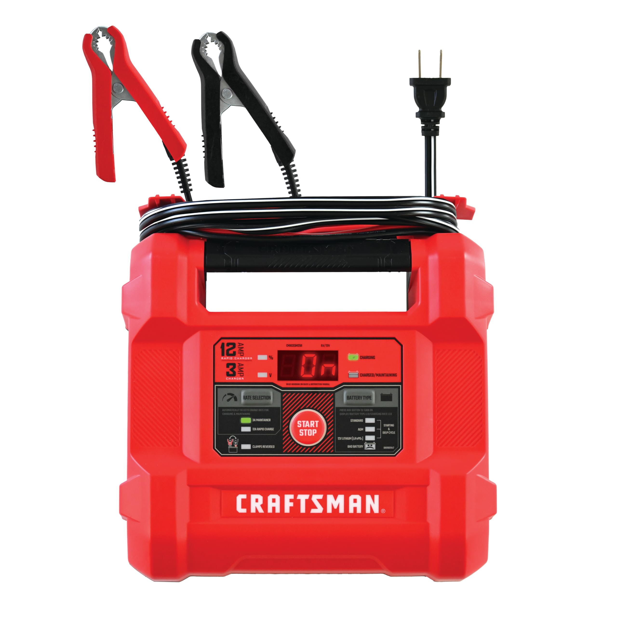 Buy now CRAFTSMAN 12A Car Battery Charger and Maintainer, 4-in-1 Solution, Battery Tester, for 6V/12V Power Sport, Automotive, and Marine Batteries, CMXCESM258 at indiglob india