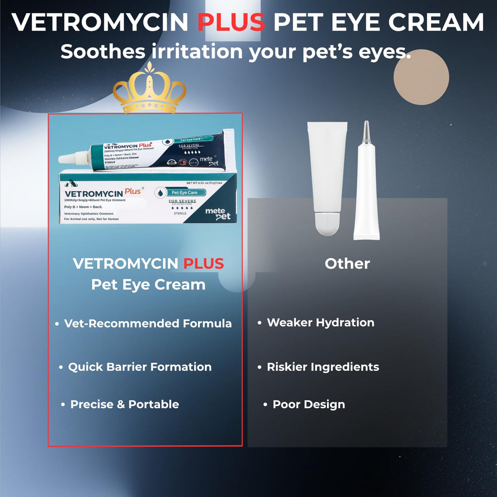 Vetromycin Plus Pet Eye Cream Health for Dogs, Cats, Cattle, Sheep, Horse, Bird 0.35 oz / 10 gr, 1 Tube