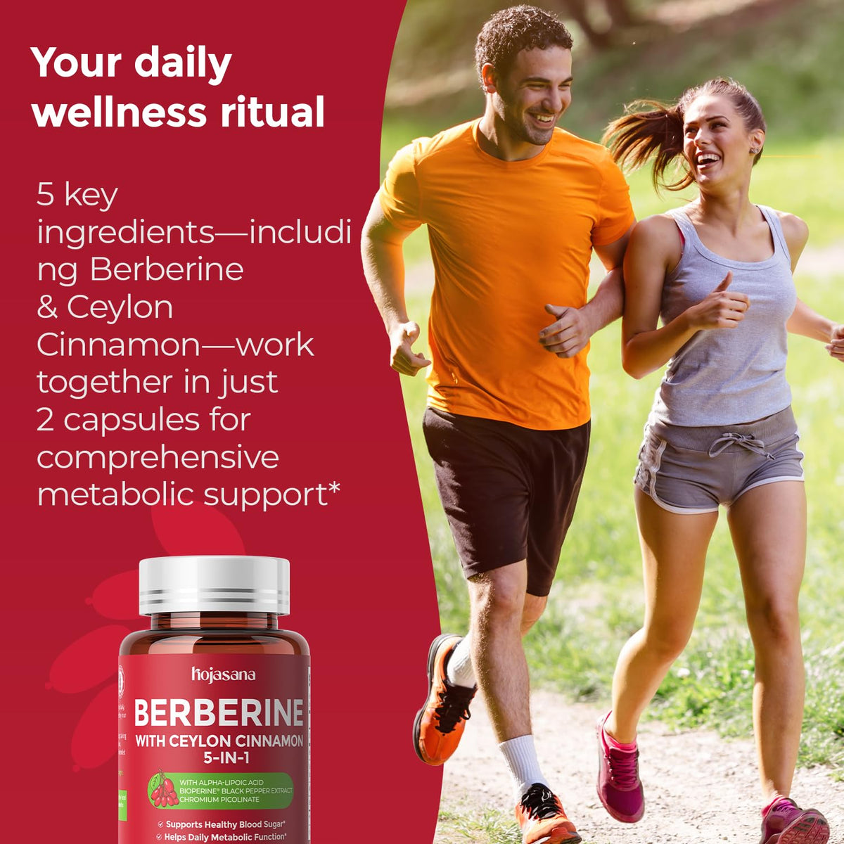 5-in-1 Berberine 500mg with Ceylon Cinnamon, 60 Vegan Capsules