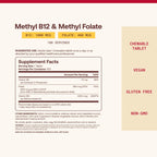 Jarrow Methyl B-12 & Methyl Folate Supplement, 100 Chewable Tablets | Bioactive Vitamin B12 & B9 Supplement, Supports Cellular Energy Production, Healthy Brain Function & Metabolism, 100 Servings