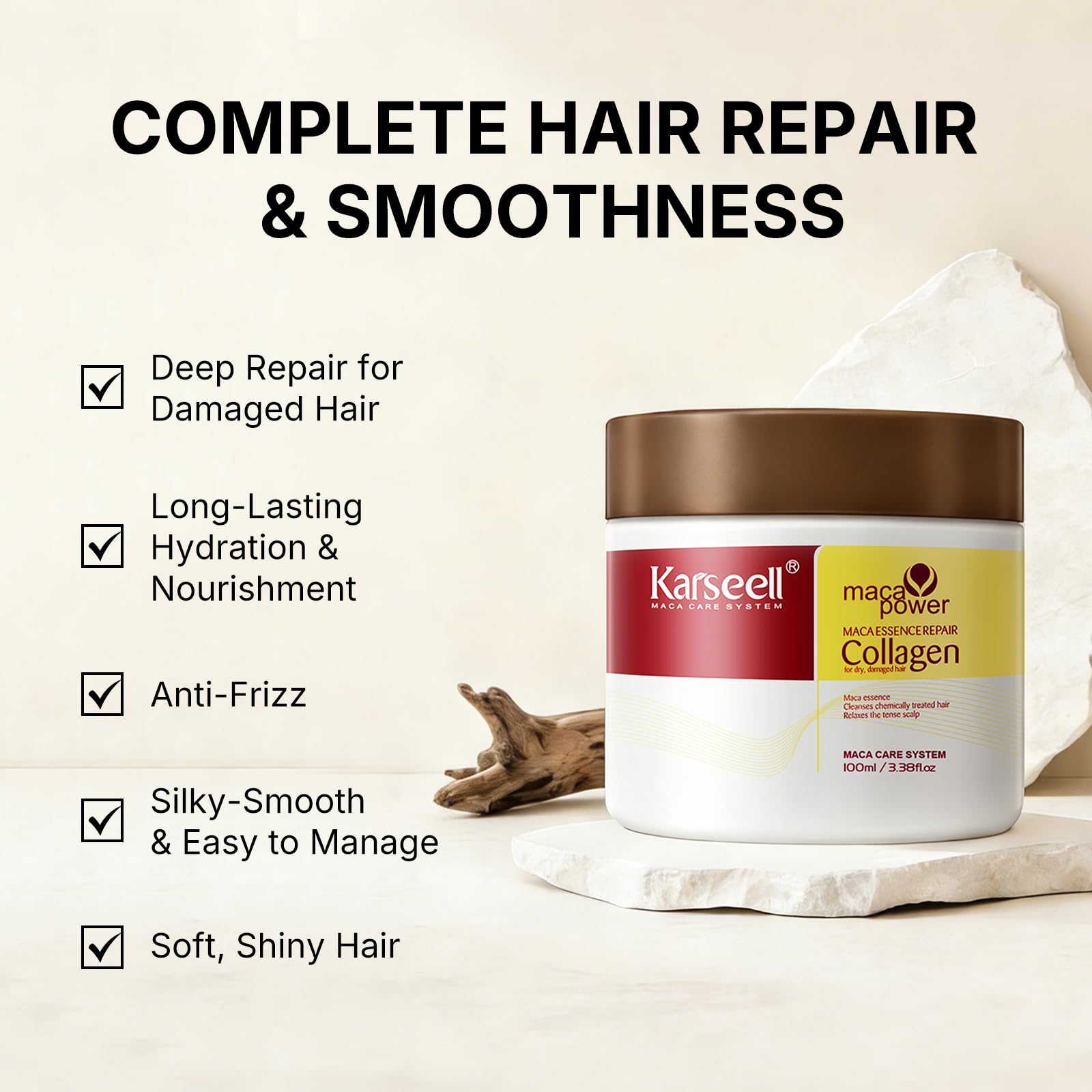 Karseell Collagen Hair Treatment for Dry Damaged Hair, 3.38floz | Deep Repair Conditioning Argan Oil Collagen Hair Mask Essence All Hair Types