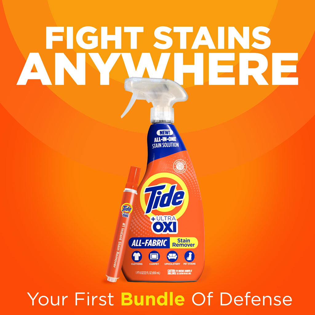 Buy now MADE BY NEHEMIAH Tide Rescue Laundry Stain Remover Spray with Oxi + Travel Size Tide To Go Pen, Spot Remover for Clothes, Fabric, Upholstery, Carpet, Grease & More Tough Stains- 22 Fl Oz + 1 Stain Pen at indiglob india