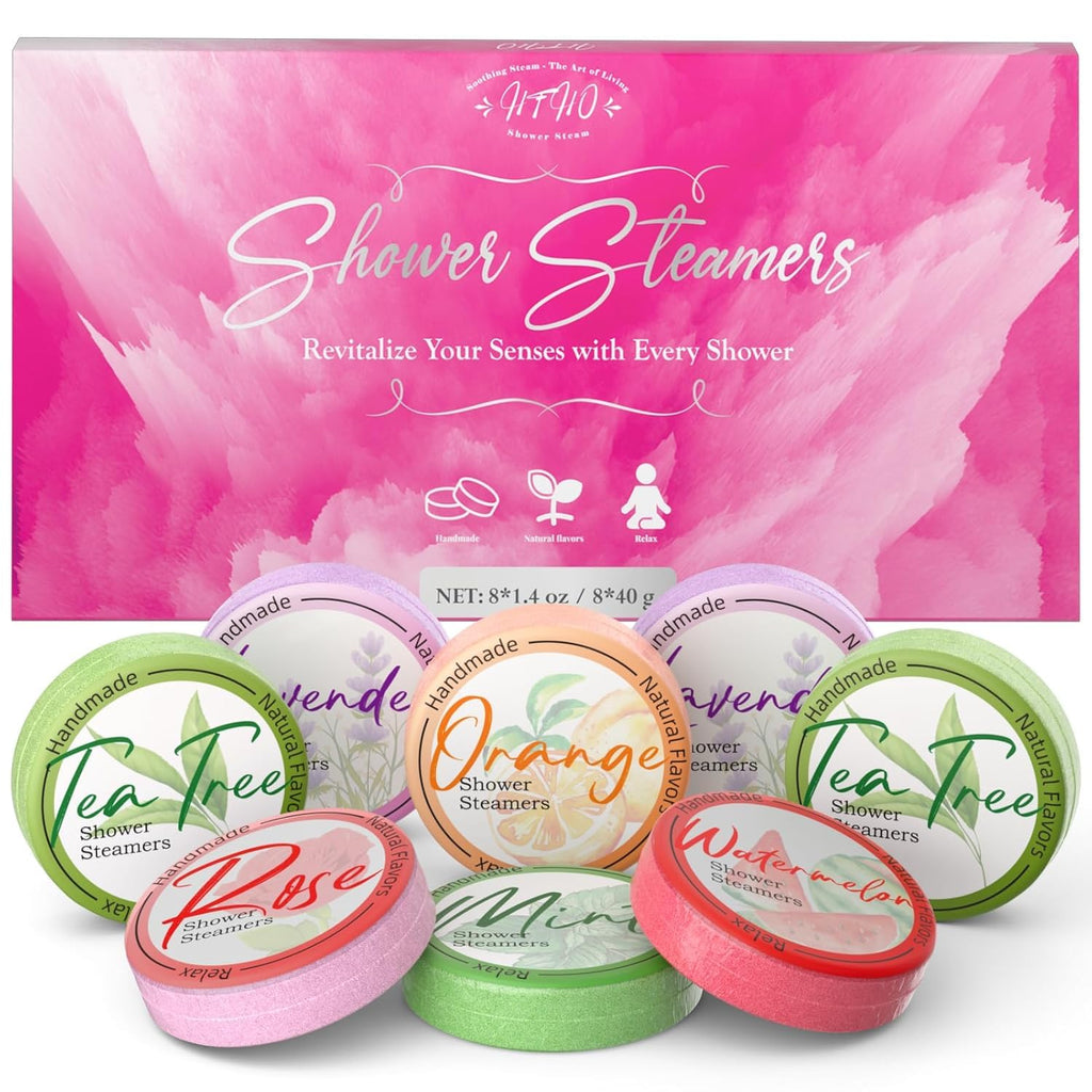 HFHO Shower Steamers Aromatherapy 8 Pack Natural Essential Oils Home Spa | Perfect For Stress Relief, Relaxation And Home Spa Self Care, Birthday Gifts For Women And Men