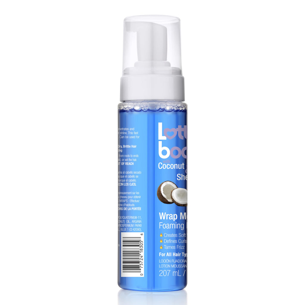 Lottabody Wrap Me Foaming Mousse with Coconut & Shea Oils, Lightweight Moisture-Rich Curl-Defining & Frizz-Control Styling Mousse for Natural Curly, Coily & Relaxed Hair, 7 oz