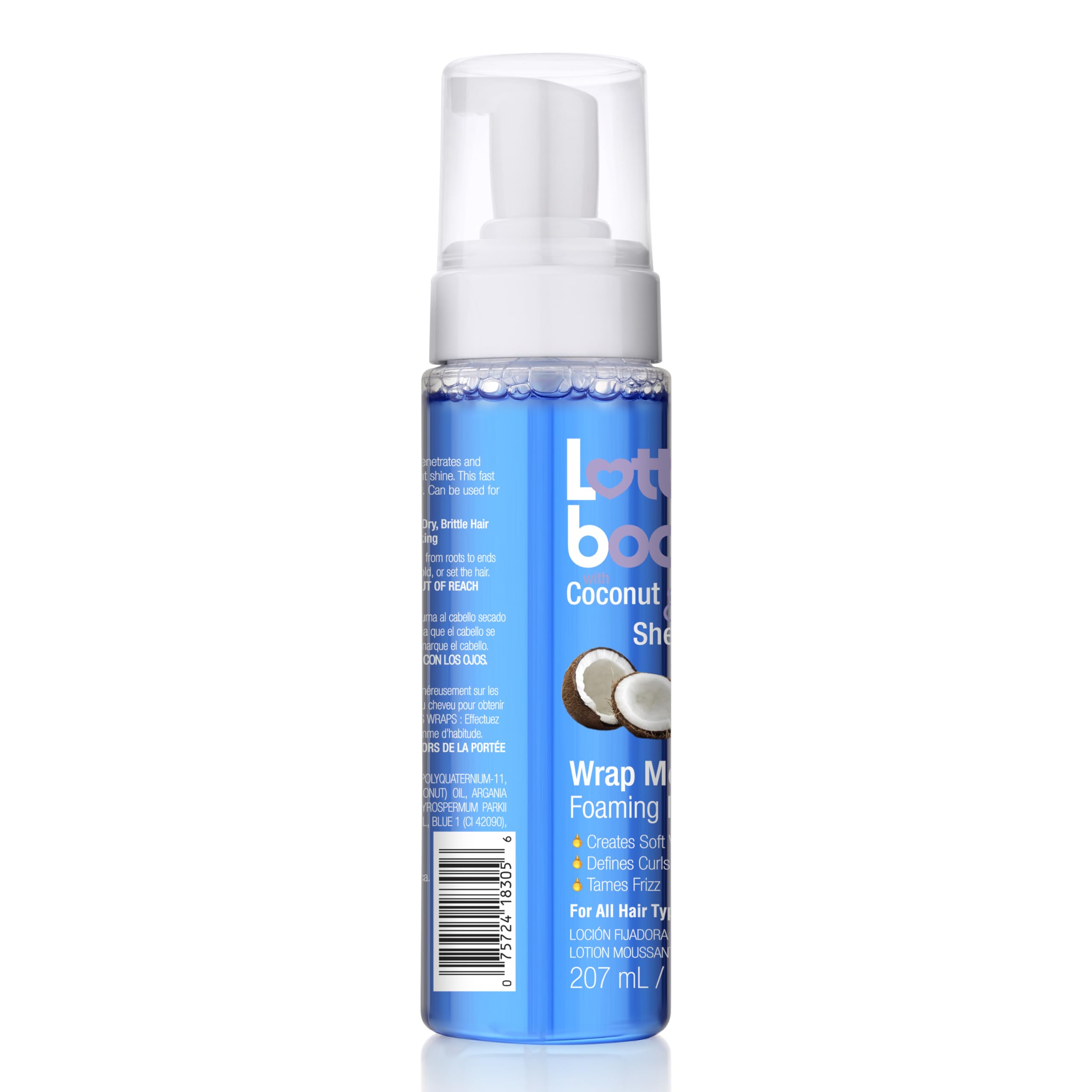 Lottabody Wrap Me Foaming Mousse with Coconut & Shea Oils, Lightweight Moisture-Rich Curl-Defining & Frizz-Control Styling Mousse for Natural Curly, Coily & Relaxed Hair, 7 oz