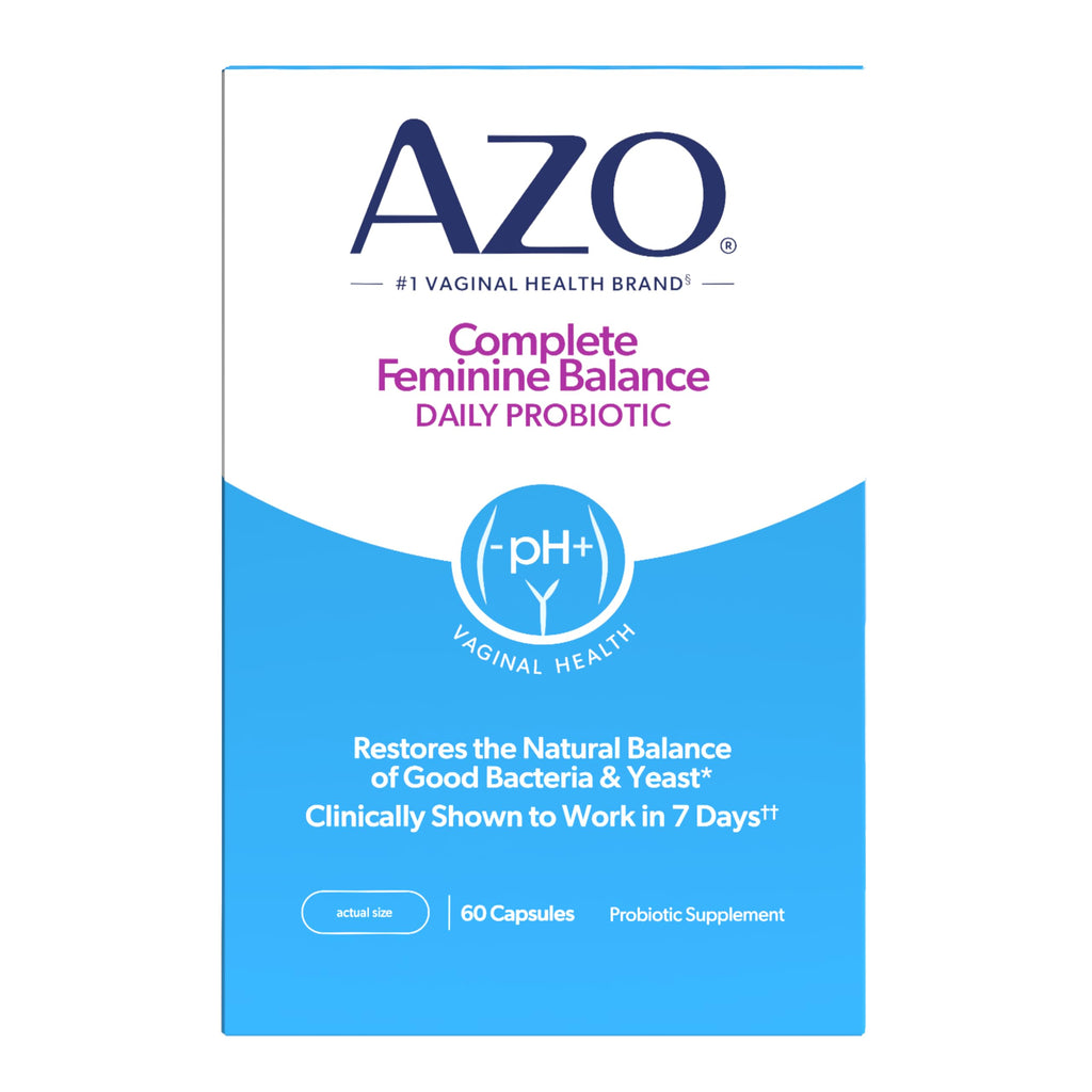 AZO Complete Feminine Balance Daily Vaginal Probiotics for Women, 30 Count | Intelliflora Multi-Strain Blend, Supports Vaginal pH and Yeast Balance*, One Capsule Daily, Sugar Free, Safe During Pregnancy