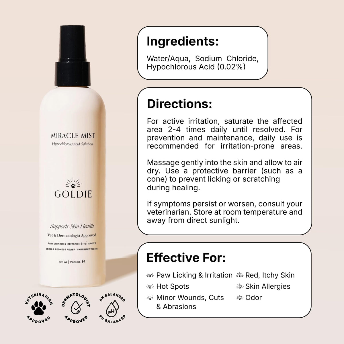Goldie Dog Essentials Miracle Mist Hypochlorous Acid Spray for Dogs