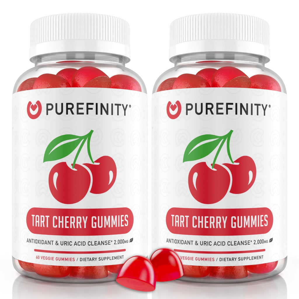 Tart Cherry Gummies, Uric Acid Flush Extract for Joints, 60ct | Uric Acid Crystal Flush for Joint Recovery Support, Chewable Tart Cherry Extract Antioxidant, Non-GMO, Gluten Free, Vegan