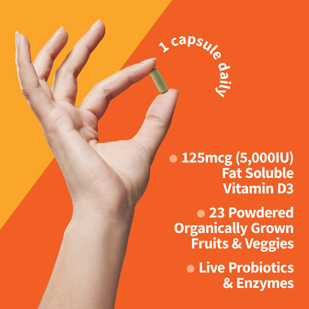 Garden of Life Vitamin D3 5000 IU, Raw Whole Food Supplements with Chlorella, Fruit, Veggies & Probiotics for Bone & Immune Health, 60 Vegetarian Capsules (Pack of 6)