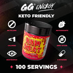 Gamer Supps GG Energy - Raw Meat by MeatCanyon (100 Servings) - Keto Friendly Gaming Energy and Nootropic Blend, Sugar Free + Caffeine + Vitamins + Immune Support, Powder Drink