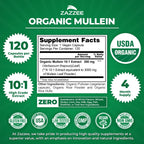 Zazzee USDA Organic Mullein Leaf 10:1 Extract, 120 Capsules, 4 Month Supply