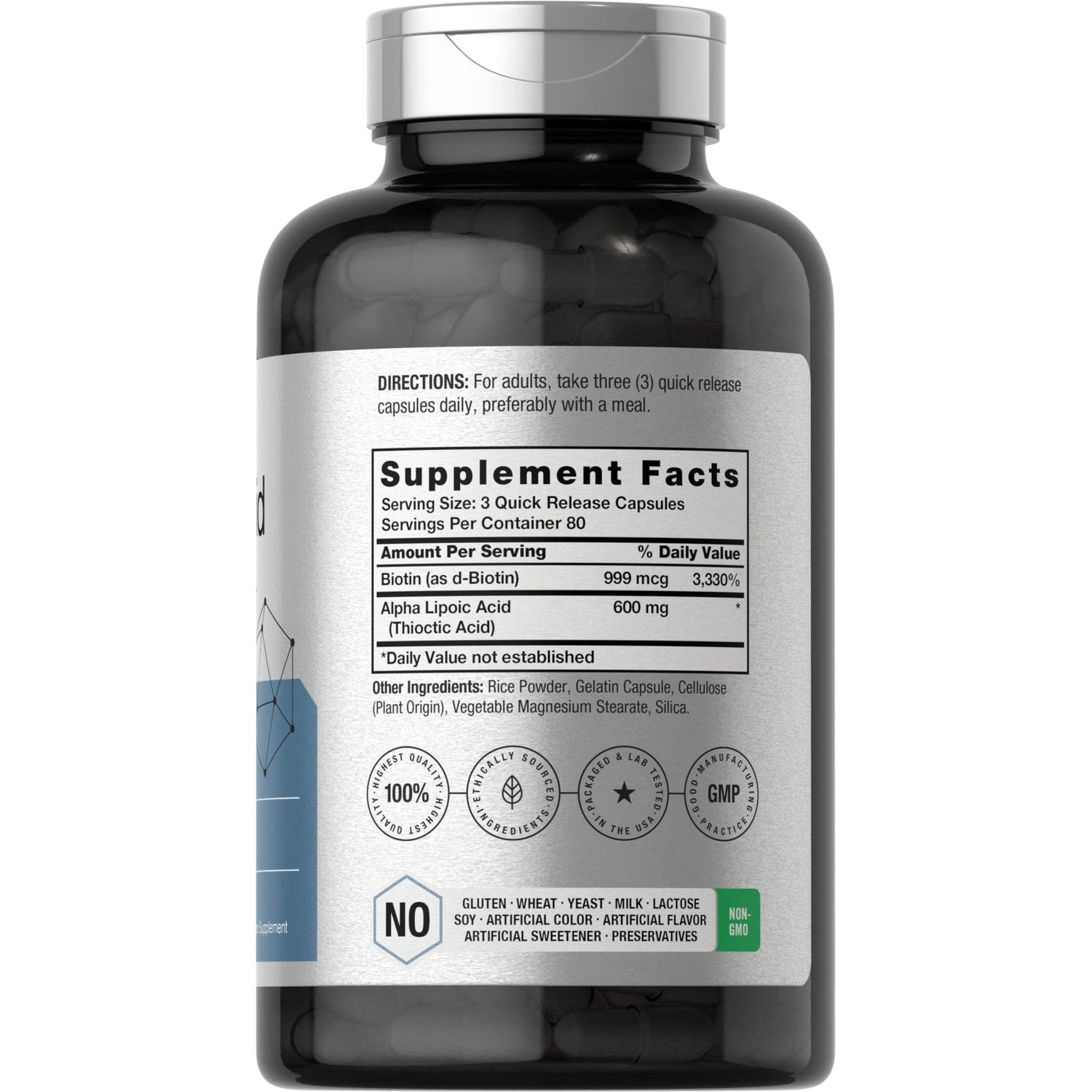 Horbäach Alpha Lipoic Acid 600mg | 240 Capsules | with Biotin Optimizer | Non-GMO and Gluten Free Supplement
