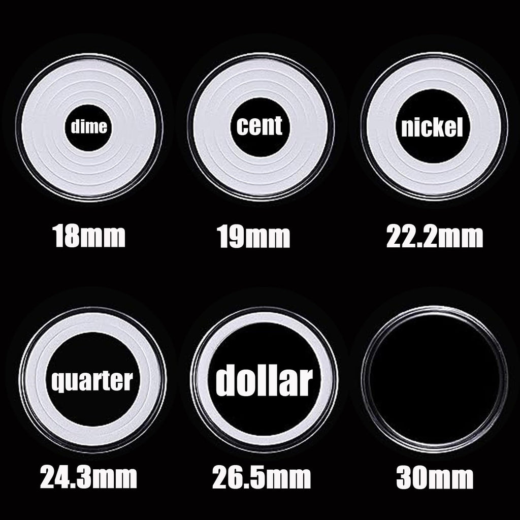 MUQING 240 PCS 30mm 5 Size Plastic Coin Capsule Holder