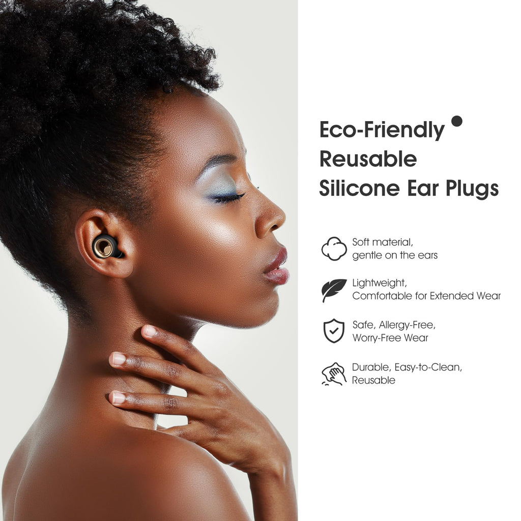 Ear Plugs for Sleeping Noise Cancelling, Reusable Silicone Ear Plugs for Noise Reduction, Soft Hearing Protection with 8 Ear Tips for Concerts, Work, Swimming, and Travel(Dark Gray)