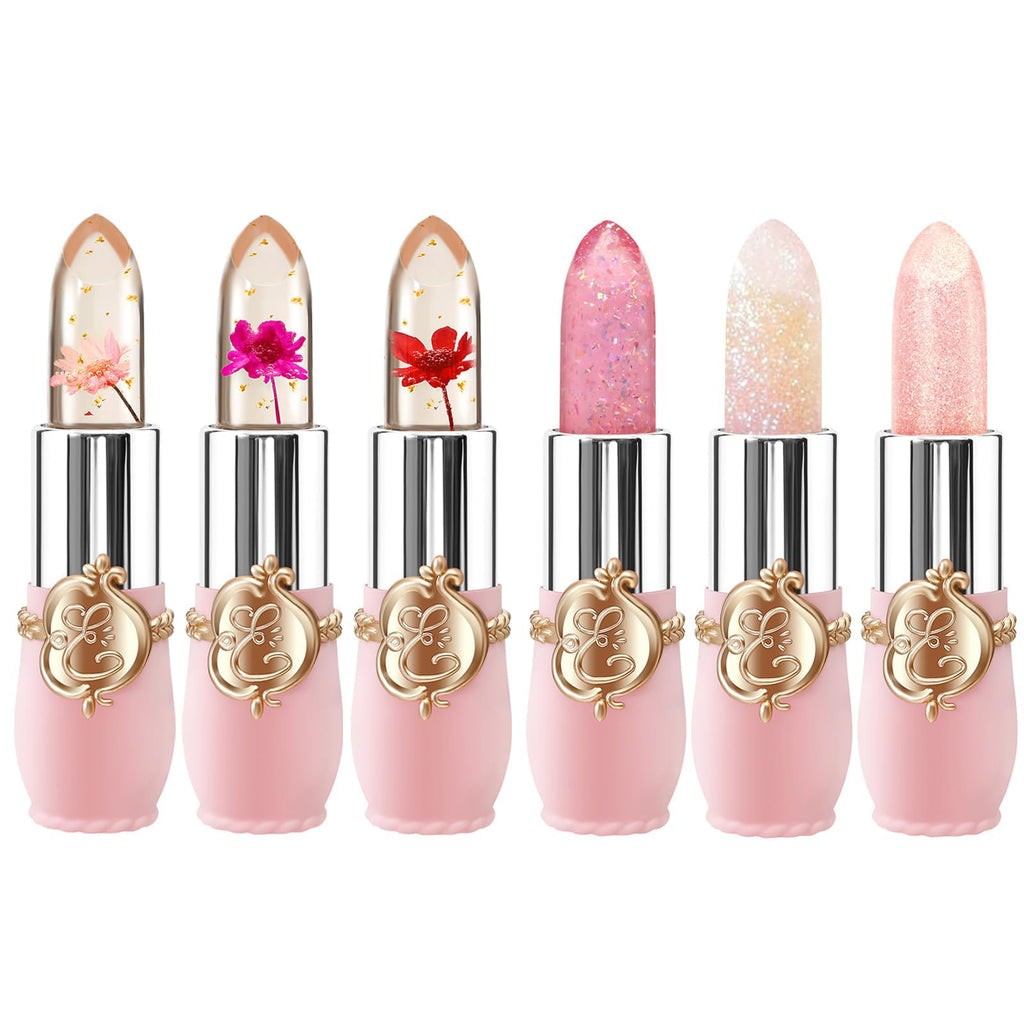 Buy now BestLand 6 Pcs/Set Flower Jelly Lipstick Set Temperature Change Moisturizer Long Lasting Nutritious Balm Magic Color Change Lip Gloss at indiglob india