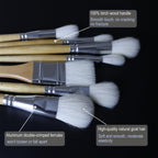 GACDR Gilding Brush Set, 7 Pieces Versatile Goat Hair Blending Mop Brushes for Acrylic Painting Wartercolor Foil Gold Leaf Flakes Sheets