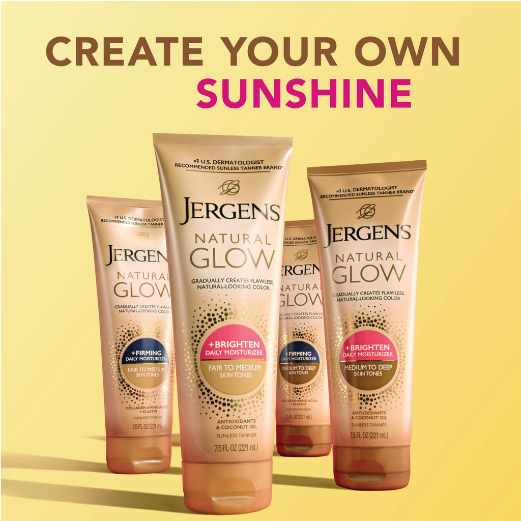 Buy now Jergens Natural Glow +Firming Self Tanner Body Lotion, Fair to Medium Skin Tone, Sunless Tanning Moisturizer with Collagen and Elastin. Helps to Visibly Reduce Cellulite, 7.5 Fl Oz at indiglob india