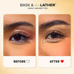 BASK & LATHER Stronghold 24-Hour Brow Gel – Clear Eyebrow Gel with Castor Oil, Argan Oil & Basil Leaf – Flake-Free, Waterproof, Smudge-Proof Eyebrow Setting for Thicker, Fuller Brows, 20mL