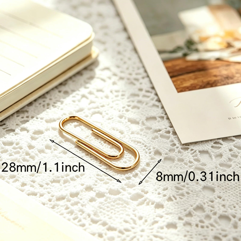 Gold Paper Clips, 120 Count, 1.1 Inch (28mm) Small Paperclips, Office Supplies for Documents, Files, Notes, and Bookmarks