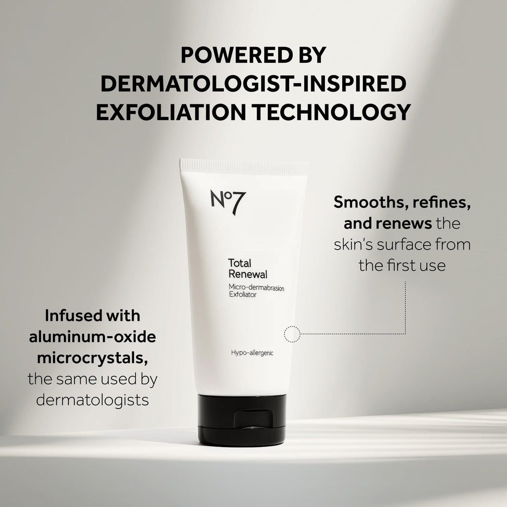 No7 Microdermabrasion Total Renewal Face Scrub, 2.5 Oz | Exfoliating Face Wash & Dark Spot Corrector, For Sensitive Skin, Reduces Appearance of Fine Lines & Evens Skin Tone