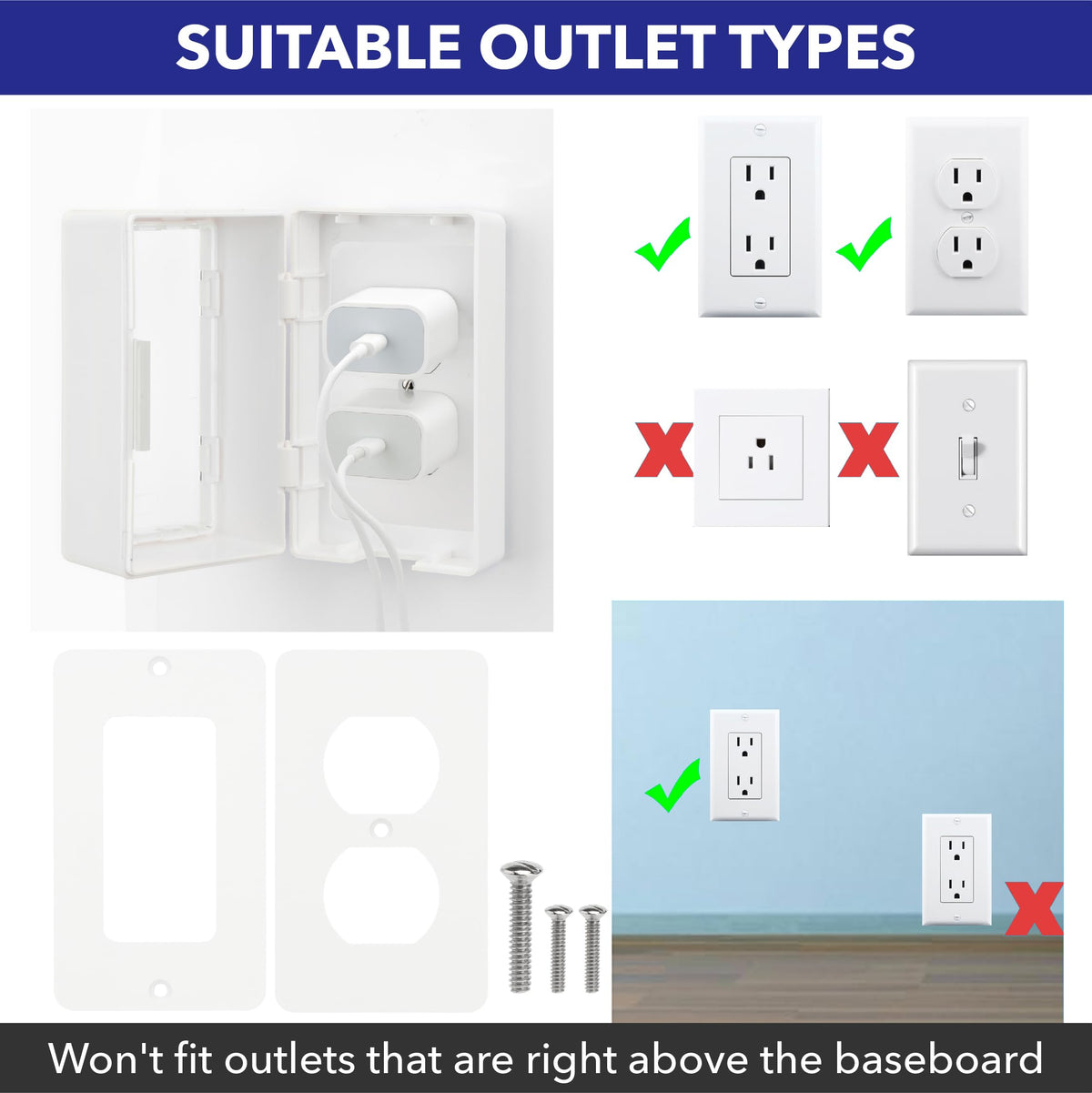 Bates- Baby Safety Outlet Cover Box, Locking Baby Proof Outlet Covers