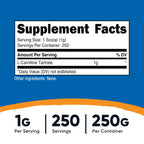 Nutricost L-Carnitine Tartrate Powder (250 Grams) 250 Servings | 1 Gram Per Serving