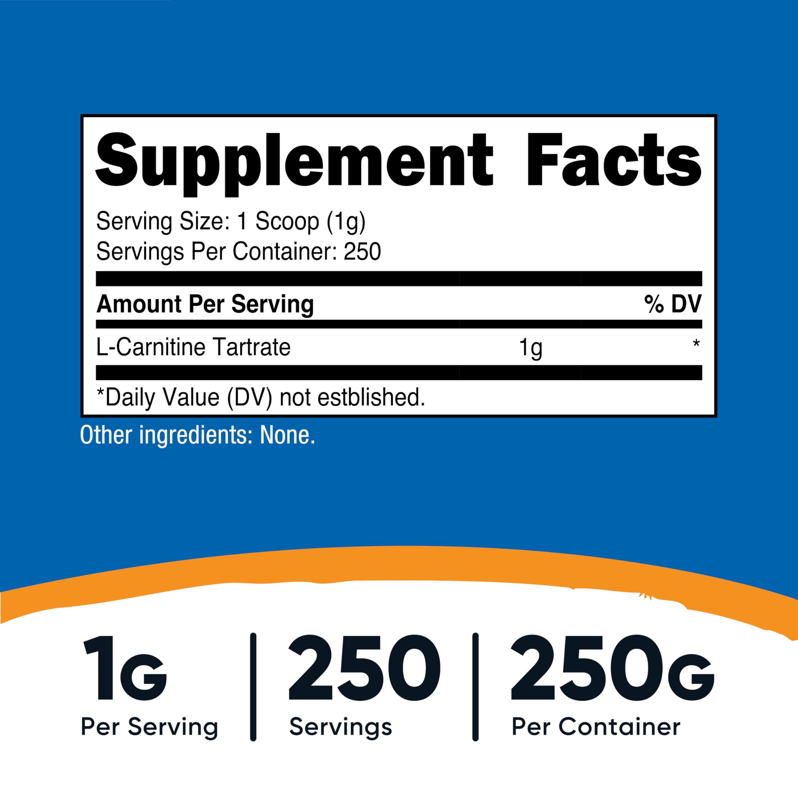 Nutricost L-Carnitine Tartrate Powder (250 Grams) 250 Servings | 1 Gram Per Serving