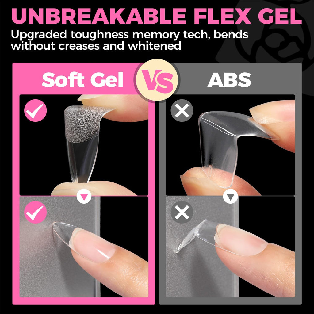 Buy now UNA GELLA Almond Gel Nail Tips, 504PCS Pre Etched Clear Fake Nails Tips Medium Almond Shape - 12 Sizes Full Cover Soft Acrylic Press On Nail Extensions No C Curve Gift for Diy at Home at indiglob india