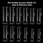 Buy now 120Pcs Extra Long Nail Tips with Box,Clear XXL Straight Tapered Square Full Cover Tips, Press On False for Salons and DIY Art at Home(12 Sizes) at indiglob india